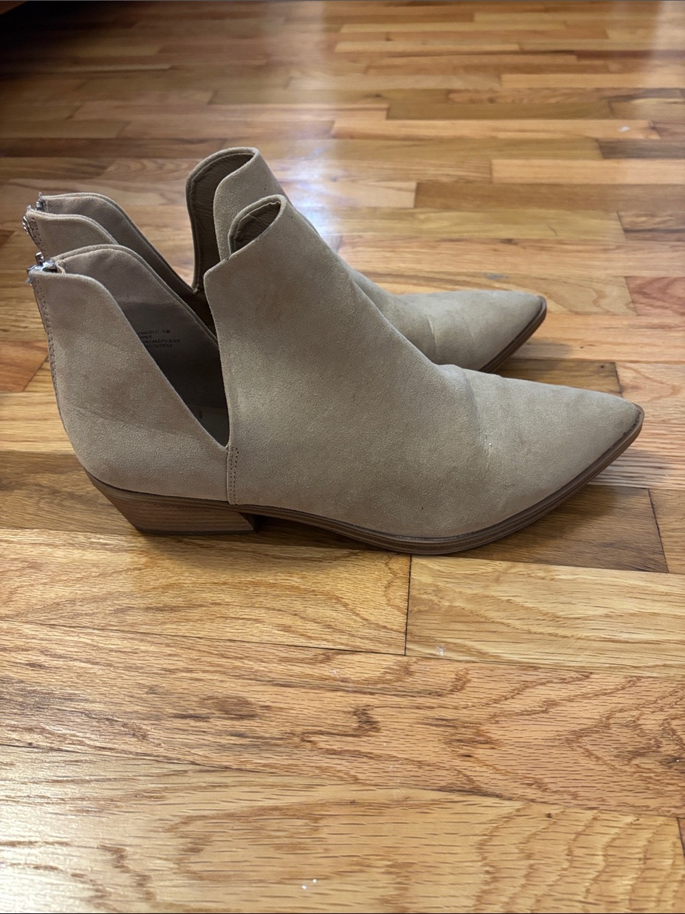 Madden Girl Taupe Pointed V-Cut Suede Ankle Booties
